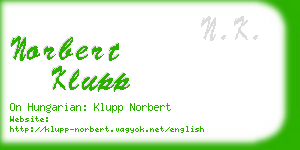 norbert klupp business card